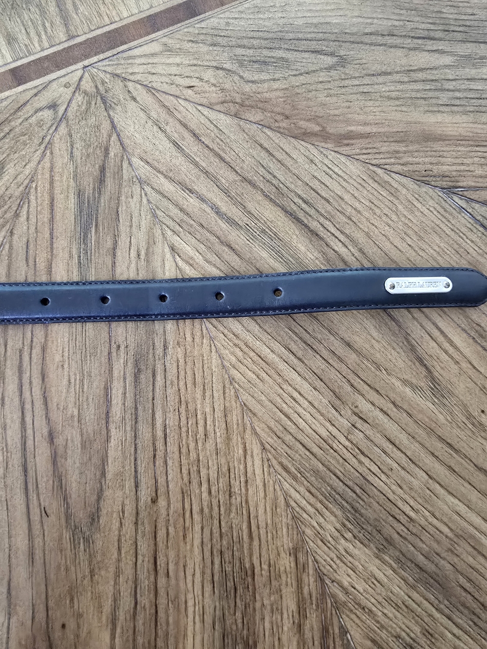 Ralph Lauren Italian Leather Women's Slim Navy Belt with Silver Hardware - Picture 5 of 11